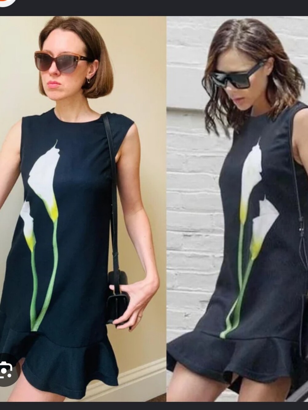 Victoria Beckham X Target Black Shift Dress with White Calla Lily Print
